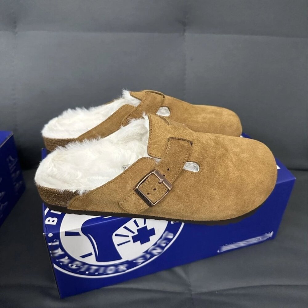 Knock Off Boston Shearling Suede Leather Birkenstock - NEW